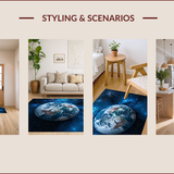 Ultra Soft Area Rug, Non Slip, Stain Resistant, Washable Area Rugs for Living Room, Bedroom, Round Earth Map Yoga Meditation Rug(Blue)