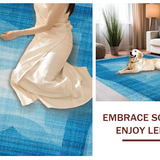 Ultra Soft Area Rug, Non Slip, Stain Resistant, Washable Area Rugs for Living Room, Bedroom, Charming Ribbon Bow Rug Microfiber Preppy Aesthetic Scalloped Edge Bath Mat(Blue)