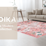Ultra Soft Area Rug, Non Slip, Stain Resistant, Washable Area Rugs for Living Room, Bedroom, Sophisticated Textured Symmetrical Layout(Pink)