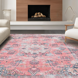 Ultra Soft Area Rug, Non Slip, Stain Resistant, Washable Area Rugs for Living Room, Bedroom, Trendy Textured Pink Motif(Pink)
