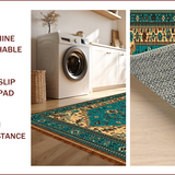 Ultra Soft Area Rug, Non Slip, Stain Resistant, Washable Area Rugs for Living Room, Bedroom, Rustic Western Brown Teal Living Room Washable Rug(Blue)