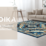 Contemporary Textured Blue Motif(Blue)