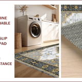 Ultra Soft Area Rug, Non Slip, Stain Resistant, Washable Area Rugs for Living Room, Bedroom, Luxurious Tiled Grey and Ivory Aesthetic(White)