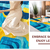 Ultra Soft Area Rug, Non Slip, Stain Resistant, Washable Area Rugs for Living Room, Bedroom, Modern Abstract Vibrant Living Room Wool Rug(Blue)