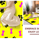 Ultra Soft Area Rug, Non Slip, Stain Resistant, Washable Area Rugs for Living Room, Bedroom, Vibrant Playful Paw Print Motif(Yellow)