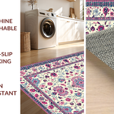 Ultra Soft Area Rug, Non Slip, Stain Resistant, Washable Area Rugs for Living Room, Bedroom, Sophisticated Colorful Blossom Pattern(Ivory)