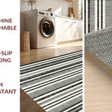 Ultra Soft Area Rug, Non Slip, Stain Resistant, Washable Area Rugs for Living Room, Bedroom, Contemporary Linear Rug With Parallel Bands Woven Entryway Decor(Black)