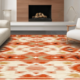 Ultra Soft Area Rug, Non Slip, Stain Resistant, Washable Area Rugs for Living Room, Bedroom, Elegant Neutral Toned Stripes(Orange)