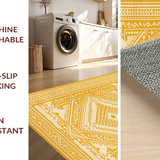 Ultra Soft Area Rug, Non Slip, Stain Resistant, Washable Area Rugs for Living Room, Bedroom, Warm Minimalist Diamond Arrangement(Yellow)