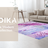 Ultra Soft Area Rug, Non Slip, Stain Resistant, Washable Area Rugs for Living Room, Bedroom, Sophisticated Colorful Seashell Arrangement(Purple)