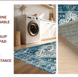 Ultra Soft Area Rug, Non Slip, Stain Resistant, Washable Area Rugs for Living Room, Bedroom, Chic Coastal Floral Accents(Blue)