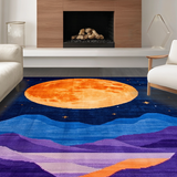 Ultra Soft Area Rug, Non Slip, Stain Resistant, Washable Area Rugs for Living Room, Bedroom, Dynamic Nebula Inspired Design(Orange)