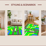 Ultra Soft Area Rug, Non Slip, Stain Resistant, Washable Area Rugs for Living Room, Bedroom, Dynamic Roadway Exploration Design(Green)