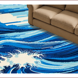 Ultra Soft Area Rug, Non Slip, Stain Resistant, Washable Area Rugs for Living Room, Bedroom, Serene Blue Tidal Pattern(Blue)