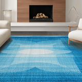 Ultra Soft Area Rug, Non Slip, Stain Resistant, Washable Area Rugs for Living Room, Bedroom, Charming Ribbon Bow Rug Microfiber Preppy Aesthetic Scalloped Edge Bath Mat(Blue)