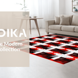 Ultra Soft Area Rug, Non Slip, Stain Resistant, Washable Area Rugs for Living Room, Bedroom, Artistic Minimalist Web Arrangement(Red)