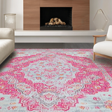 Ultra Soft Area Rug, Non Slip, Stain Resistant, Washable Area Rugs for Living Room, Bedroom, Soft Pastel Distressed Artistry(Pink)