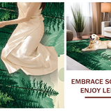 Ultra Soft Area Rug, Non Slip, Stain Resistant, Washable Area Rugs for Living Room, Bedroom, Elegant Evergreen Landscape Motif(Green)