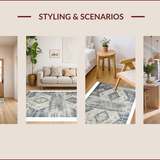 Ultra Soft Area Rug, Non Slip, Stain Resistant, Washable Area Rugs for Living Room, Bedroom, Chic Neutral Tiled Patterns(Gray)