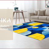 Ultra Soft Area Rug, Non Slip, Stain Resistant, Washable Area Rugs for Living Room, Bedroom, Stylish Modern Brushstroke Design(Blue)