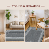 Ultra Soft Area Rug, Non Slip, Stain Resistant, Washable Area Rugs for Living Room, Bedroom, Neutral Warmth Textured Bath Mat(Gray)