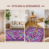 Ultra Soft Area Rug, Non Slip, Stain Resistant, Washable Area Rugs for Living Room, Bedroom, Vibrant Trellis Patterned Accent(Purple)