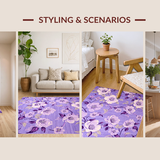 Ultra Soft Area Rug, Non Slip, Stain Resistant, Washable Area Rugs for Living Room, Bedroom, Playful Abstract Petal Arrangement(Purple)