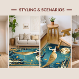 Ultra Soft Area Rug, Non Slip, Stain Resistant, Washable Area Rugs for Living Room, Bedroom, Bright Vintage Fantasy Artwork(Gold)