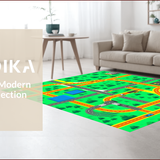 Ultra Soft Area Rug, Non Slip, Stain Resistant, Washable Area Rugs for Living Room, Bedroom, Colorful Urban Traffic Adventure Rug(Green)