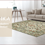 Ultra Soft Area Rug, Non Slip, Stain Resistant, Washable Area Rugs for Living Room, Bedroom, Vintage Botanical Cream Aesthetic(Ivory)