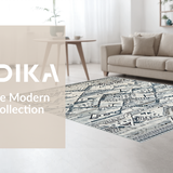 Ultra Soft Area Rug, Non Slip, Stain Resistant, Washable Area Rugs for Living Room, Bedroom, Artful Trellis Earth Tone Vibes(Gray)