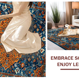Ultra Soft Area Rug, Non Slip, Stain Resistant, Washable Area Rugs for Living Room, Bedroom, Classic Earthy Medallion Elegance(Orange)