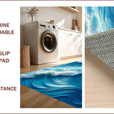 Ultra Soft Area Rug, Non Slip, Stain Resistant, Washable Area Rugs for Living Room, Bedroom, 3D Ocean Wave Bedroom Rug for Coastal Decor(Blue)
