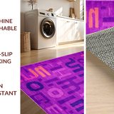 Ultra Soft Area Rug, Non Slip, Stain Resistant, Washable Area Rugs for Living Room, Bedroom, Sophisticated Lettered Design with Color Pop(Purple)