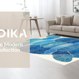 Ultra Soft Area Rug, Non Slip, Stain Resistant, Washable Area Rugs for Living Room, Bedroom, Azure Reef Impression Rug with Abstract Turtle and Flowing Oceanic Lines(Blue)