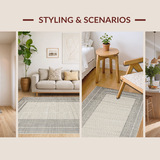 Ultra Soft Area Rug, Non Slip, Stain Resistant, Washable Area Rugs for Living Room, Bedroom, Warm Toned Decorative Weave(Beige)
