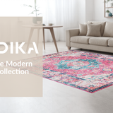 Ultra Soft Area Rug, Non Slip, Stain Resistant, Washable Area Rugs for Living Room, Bedroom, Vibrant Earthy Geometric Appeal(Pink)
