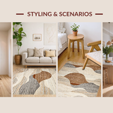 Ultra Soft Area Rug, Non Slip, Stain Resistant, Washable Area Rugs for Living Room, Bedroom, Chic Textured Coastal Aesthetic(Brown)