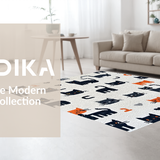 Ultra Soft Area Rug, Non Slip, Stain Resistant, Washable Area Rugs for Living Room, Bedroom, Whimsical Irregular Cartoon Aesthetic(Black)