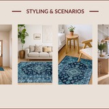 Ultra Soft Area Rug, Non Slip, Stain Resistant, Washable Area Rugs for Living Room, Bedroom, Sophisticated Coastal Abstract Motif(Blue)