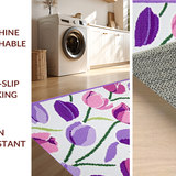 Ultra Soft Area Rug, Non Slip, Stain Resistant, Washable Area Rugs for Living Room, Bedroom, Fresh Blooming Tulip Arrangement Style(Purple)