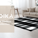 Rustic Black and White Check Motif(Black)