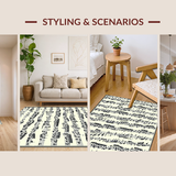 Ultra Soft Area Rug, Non Slip, Stain Resistant, Washable Area Rugs for Living Room, Bedroom, Dynamic Note-Centric Visual Experience(Black)