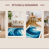 Ultra Soft Area Rug, Non Slip, Stain Resistant, Washable Area Rugs for Living Room, Bedroom, Serene Nautical Dreamscape Motif(Blue)