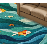 Ultra Soft Area Rug, Non Slip, Stain Resistant, Washable Area Rugs for Living Room, Bedroom, Unique Coastal Theme Kitchen Rug Stain Resistant(Blue)