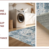 Ultra Soft Area Rug, Non Slip, Stain Resistant, Washable Area Rugs for Living Room, Bedroom, Contemporary Gray Geometric Design(Blue)