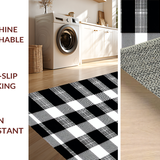 Ultra Soft Area Rug, Non Slip, Stain Resistant, Washable Area Rugs for Living Room, Bedroom, Timeless Cotton Hand-Woven Plaid(White)