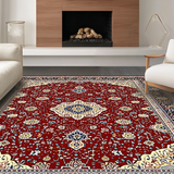 Ultra Soft Area Rug, Non Slip, Stain Resistant, Washable Area Rugs for Living Room, Bedroom, Charming Earthy Textured Elements(Red)