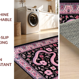 Ultra Soft Area Rug, Non Slip, Stain Resistant, Washable Area Rugs for Living Room, Bedroom, Trendy Vibrant Botanical Look(Black)