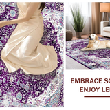 Ultra Soft Area Rug, Non Slip, Stain Resistant, Washable Area Rugs for Living Room, Bedroom, Timeless Diamond Medallion Elegance(Purple)